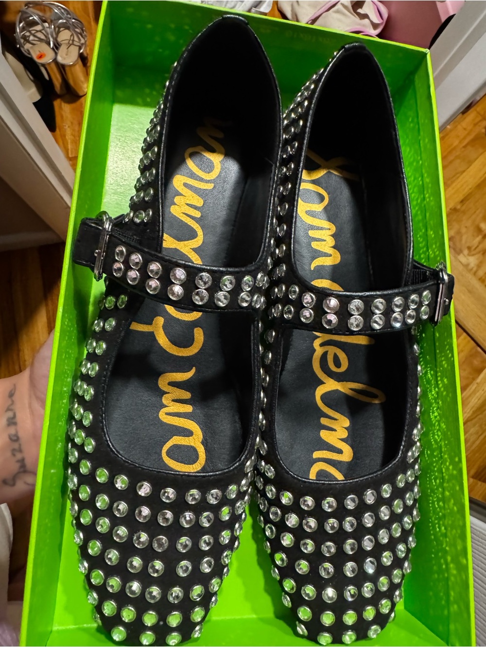 Sam Edelman Black Jeweled Mary Jane Flats - Picture 5 of 9